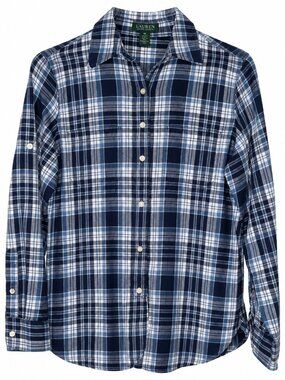 Lauren Ralph Lauren LRL Soft Plaid Button Up
